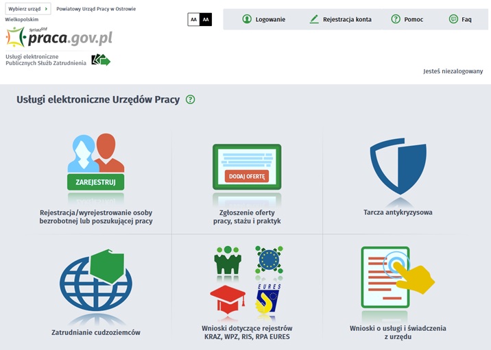 Zrzut ekranu strony praca.gov.pl