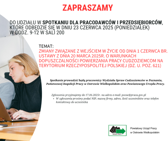 Zdjęcie artykułu 23.06.2025 9-12  SPOTKANIE DLA PRACODAWCÓW I PRZEDSIĘBIORCÓW