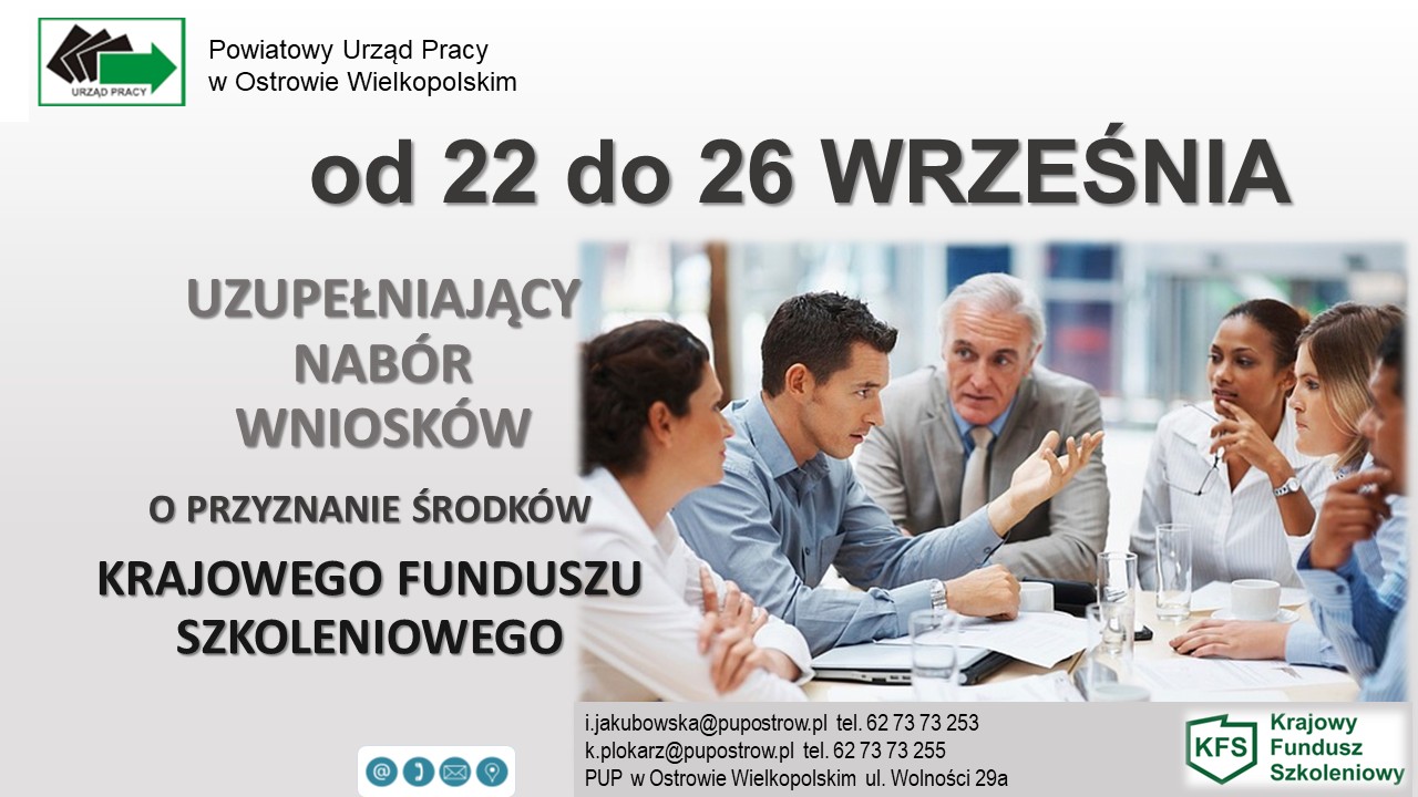 Zdjęcie artykułu Uzupełniajacy nabór wniosków o przyznanie środków Krajowego Funduszu Szkoleniowego